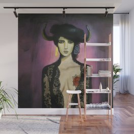 Flamenco dancer with horns and tattoo Wall Mural