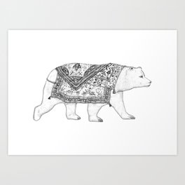 Ours Blanc - Black and White Art Print