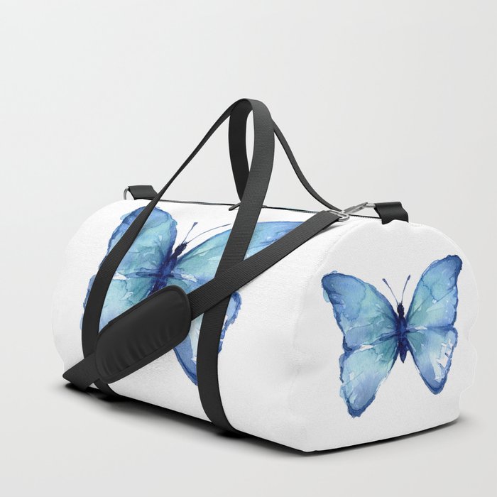 Blue Butterfly Watercolor Duffle Bag by Olechka Society6