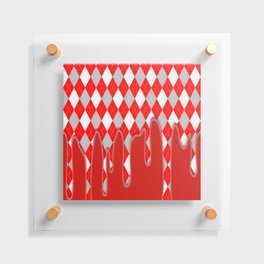 Red Silver Plaid Dripping Collection Floating Acrylic Print