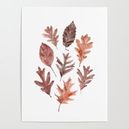 Watercolor Fall Ochre Leaves. Poster