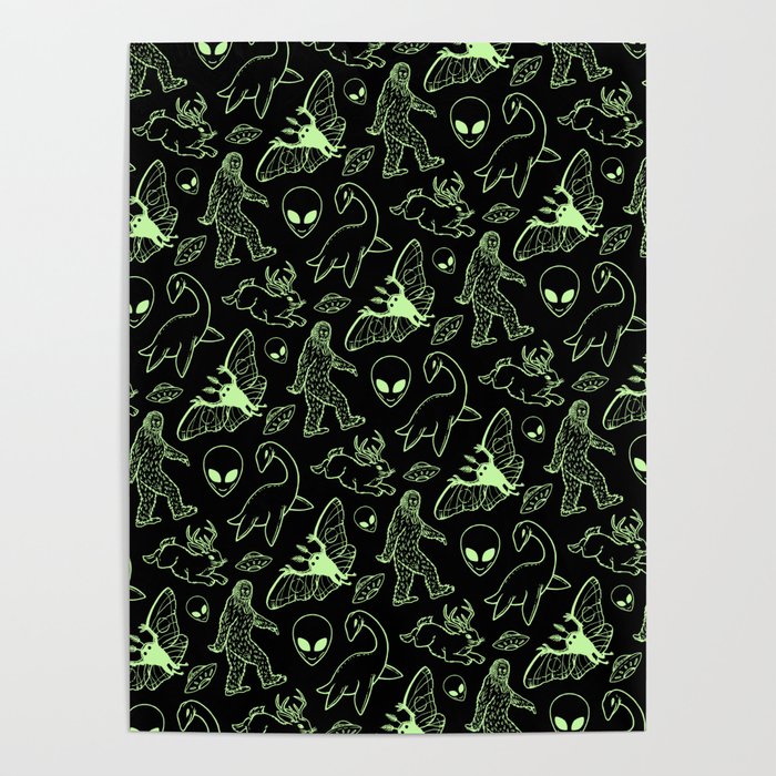 Cryptid Pattern: Green Lines Poster