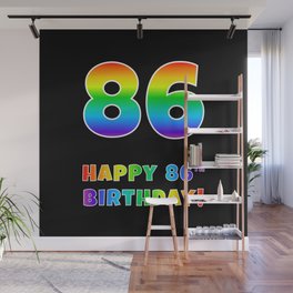[ Thumbnail: HAPPY 86TH BIRTHDAY - Multicolored Rainbow Spectrum Gradient Wall Mural ]