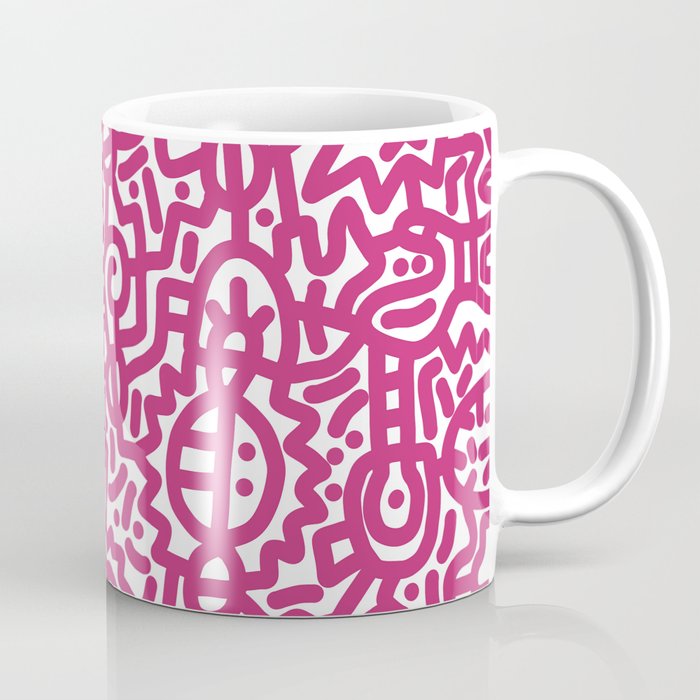 Raspberry on White Doodles Coffee Mug