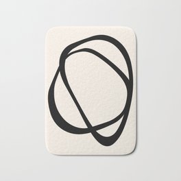 Interlocking Two CB – Minimalist Line Abstract Bath Mat | Beige, Minimalistic, Minimal, Minimalism, Ring, Symbol, Graphicdesign, Black, Digital, Cream 
