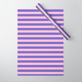 [ Thumbnail: Pink and Slate Blue Colored Lined Pattern Wrapping Paper ]