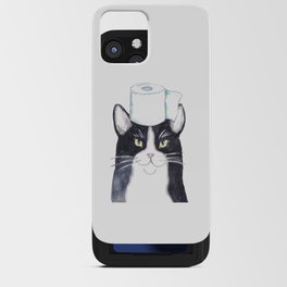  Tuxedo cat toilet Painting Wall Poster Watercolor iPhone Card Case