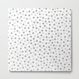 Gray and white Stars Pattern Metal Print