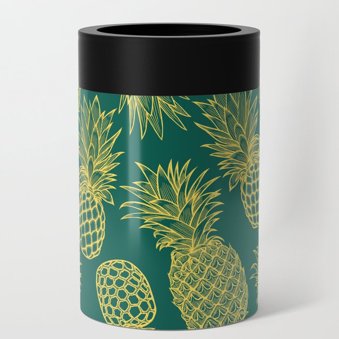 Fresh Pineapples Teal & Yellow Can Cooler