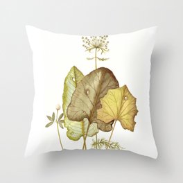 Leaves and Small Flowers Throw Pillow