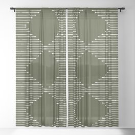 Geo (Olive Green) Sheer Curtain