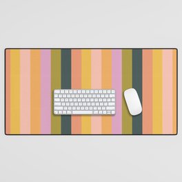 Olive Apricot - Fall Stripes Desk Mat | Digital, Fall, Boho, Color, Graphicdesign, Pattern, Halloween, 70S, Retro, Minimal 