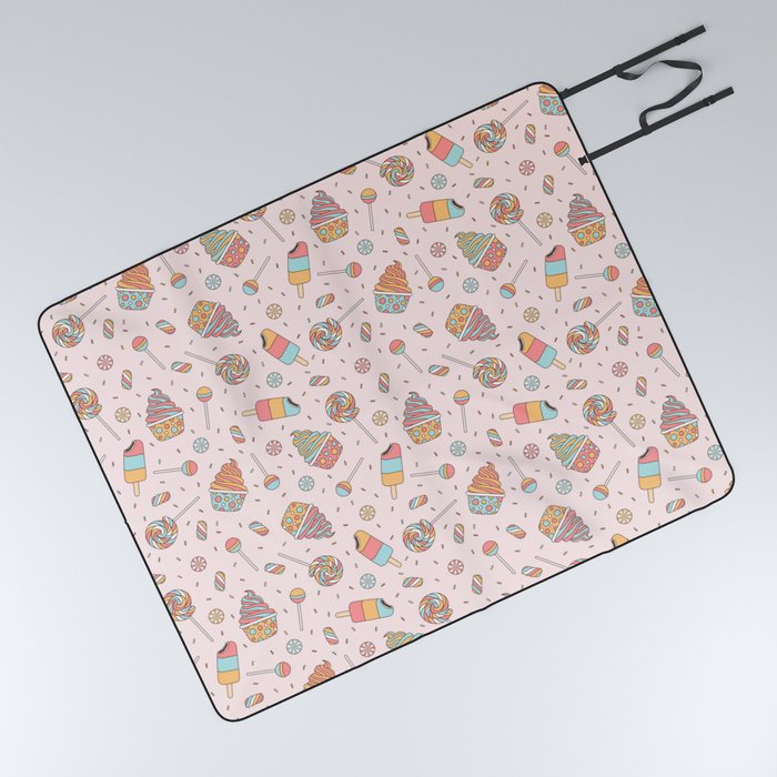 Sweet Candy Pattern in Pink Picnic Blanket