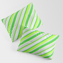 [ Thumbnail: Lime Green, Light Green, Lavender, and Light Gray Colored Lines/Stripes Pattern Pillow Sham ]
