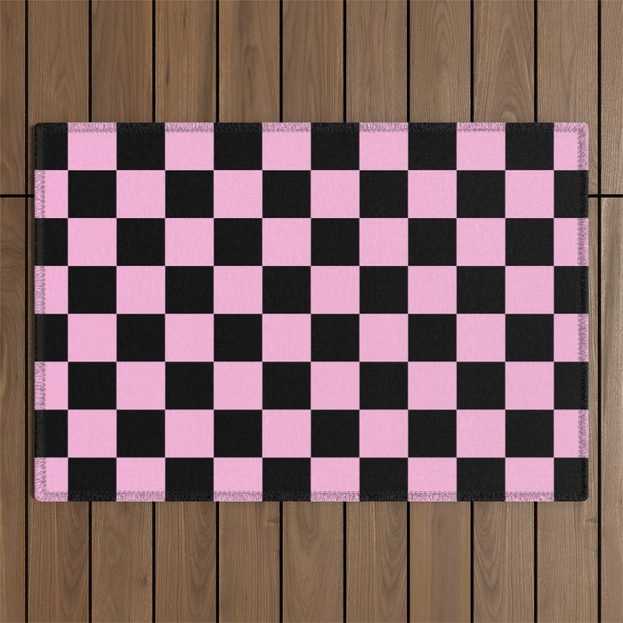 Checkered (Black & Pink Pattern) Outdoor Rug