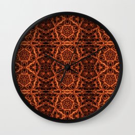 Liquid Light Series 21 ~ Orange Abstract Fractal Pattern Wall Clock | Abstract, Newage, Esoteric, Fractalgeometry, Mystical, Transcendental, Sacredgeometry, Spiritual, Visionary, Metaphysical 