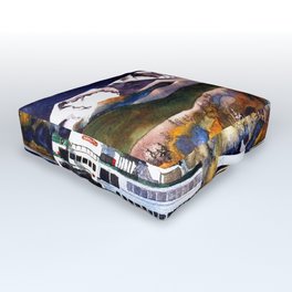 NW Ferry Boat Outdoor Floor Cushion | Painting, Watercolor, Olympicmountains, Pugetsound, Ferry, Boat 