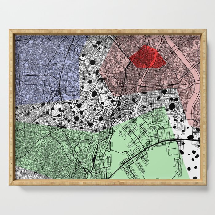 TOKYO Japan - collage city map Serving Tray