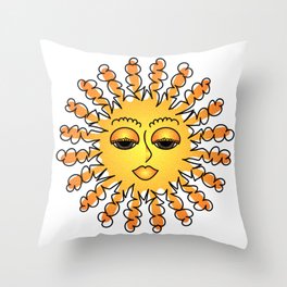 Sun Goddess // Sunshine // Sun Rays // Sun Face // Yellow, Orange, Black and White Throw Pillow