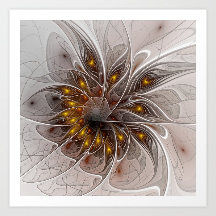 Flair, Abstract Floral Fractal Art Art Print