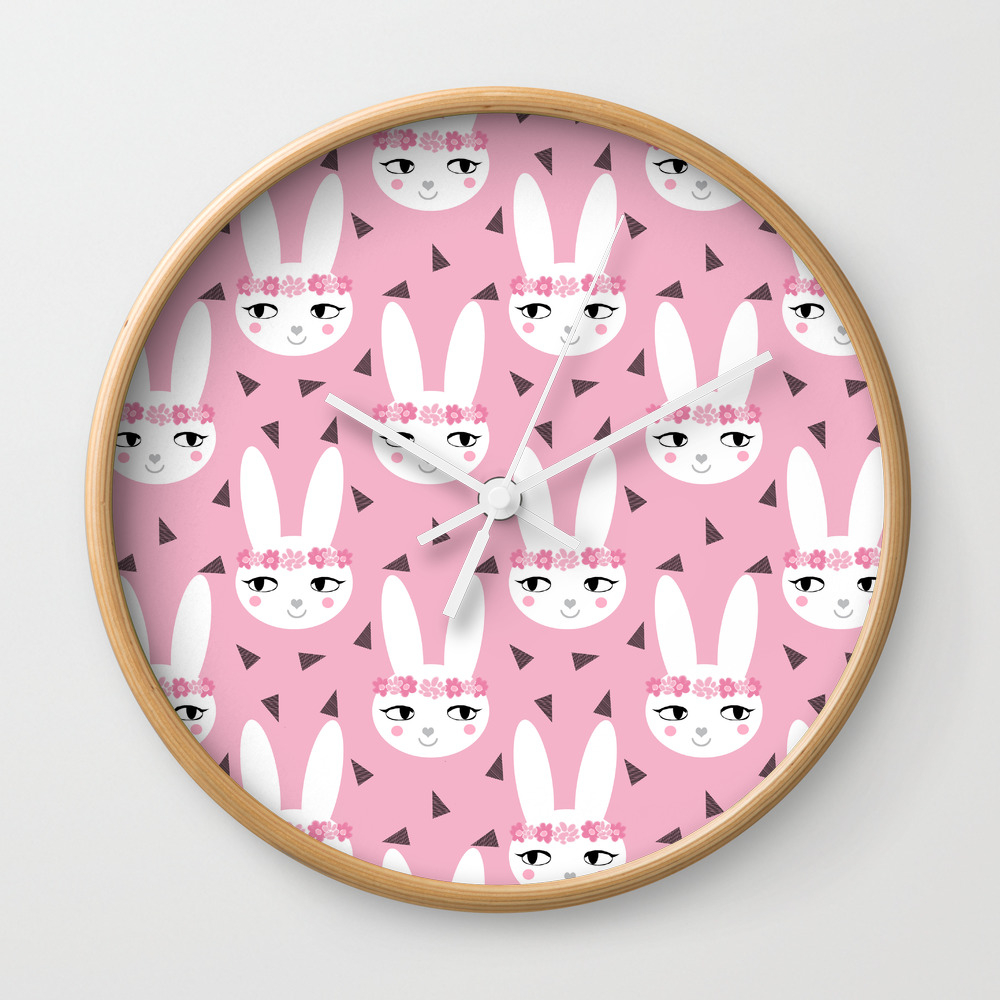 Bunny Baby Girl Rabbit Illustration Cute Decor For Girls Room Pink