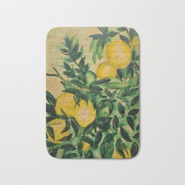 Vintage watercolor lemons Bath Mat