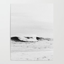 Minimalist Black and White Ocean Wave Photograph Poster