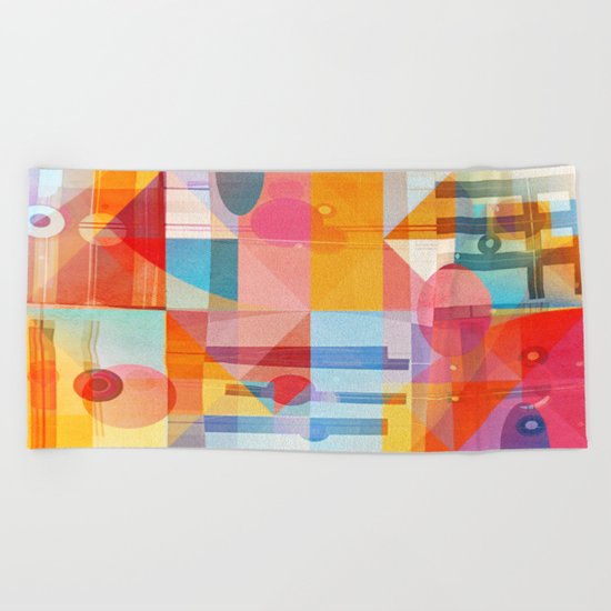Whimsical Sunny Geometry Beach Towel