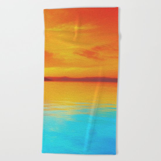 sunset beachh Beach Towel