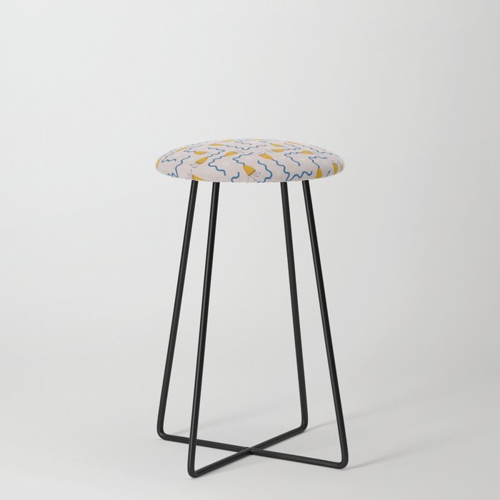 Zig Zag Spring Floral pattern  Counter Stool