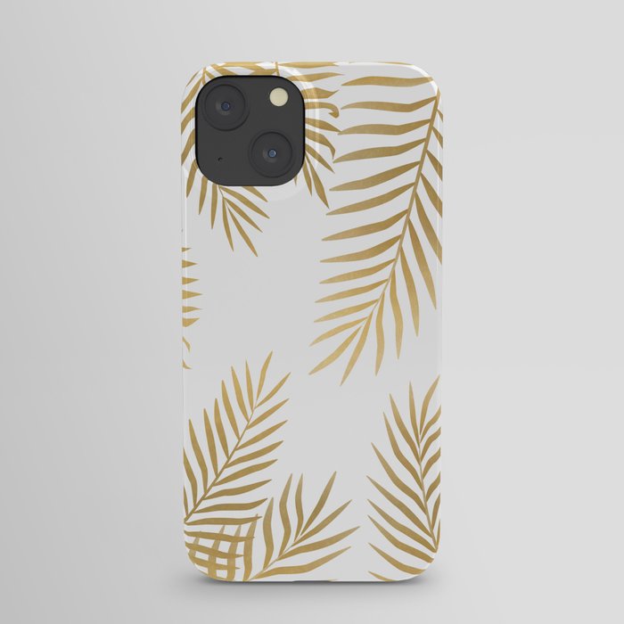 Gold palm leaves iPhone Case