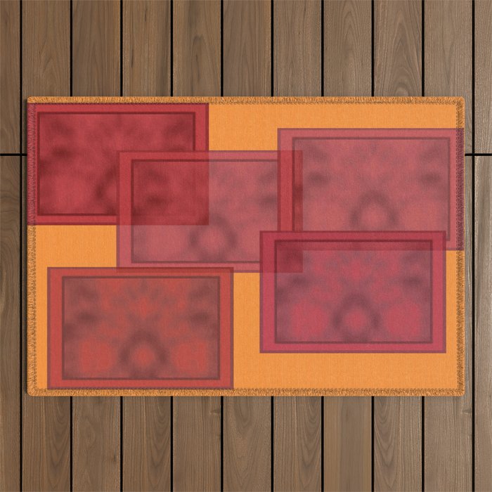 Five plates on wood ... Outdoor Rug