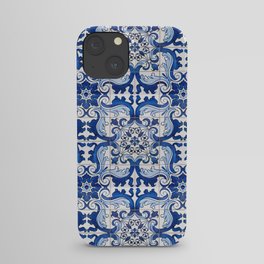 Blue Azulejo Tile Portuguese Mosaic Pattern iPhone Case