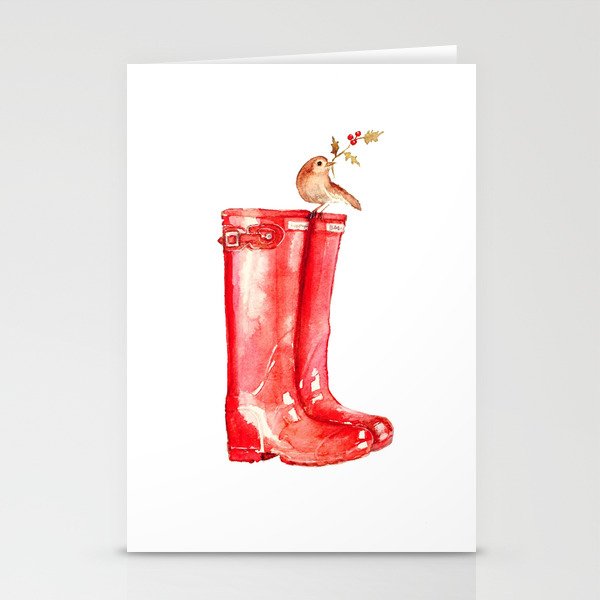 Red Christmas Boot Stationery Cards