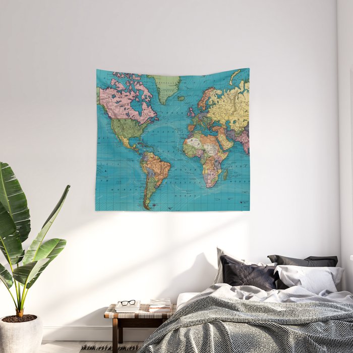 Vintage Map of The World 1897 Wall Tapestry by BravuraMedia Society6