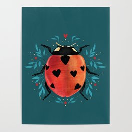 Floral Ladybug Poster