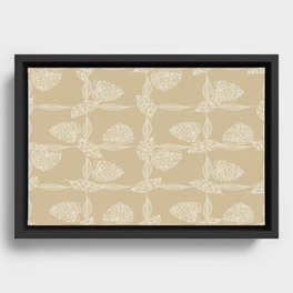 Tropical pattern cream and white colors squares leaves Framed Canvas