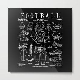 American Football Old Vintage Patent Drawing Print Metal Print | Ball, Quarterback, Football, Patent, Sport, Drawing, Uspatent, Helmet, Blueprint, Patentimage 