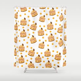 Sweet Cakes Print Dessert Pattern Shower Curtain