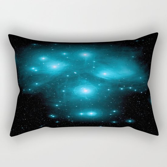Turquoise Blue Galaxy: Pleiades Constellation Rectangular Pillow