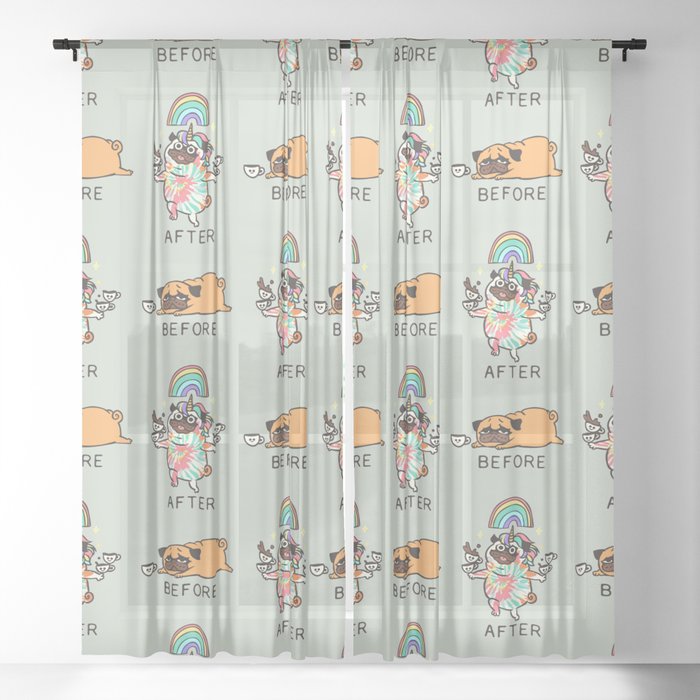 After Coffee Pug Sheer Curtain