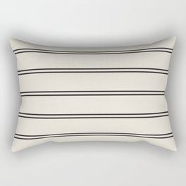 Cream & Black Thin Scandi Stripes Pattern Rectangular Pillow