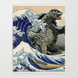 Kaiju Gamera In The Great Wave Poster