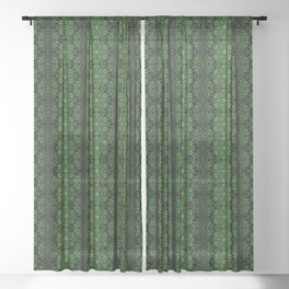 Liquid Light Series 11 ~ Green Abstract Fractal Pattern Sheer Curtain