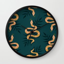 Tropical Serpent – Teal & Blush Wall Clock