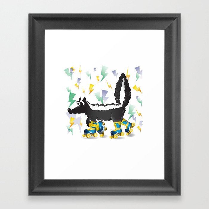 Rolling Skating Disco Skunk from the 80's Framed Art Print