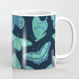Texas Butterflies – Green and Blue on Navy Pattern Mug