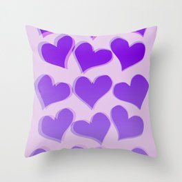 hearts in lilac Throw Pillow