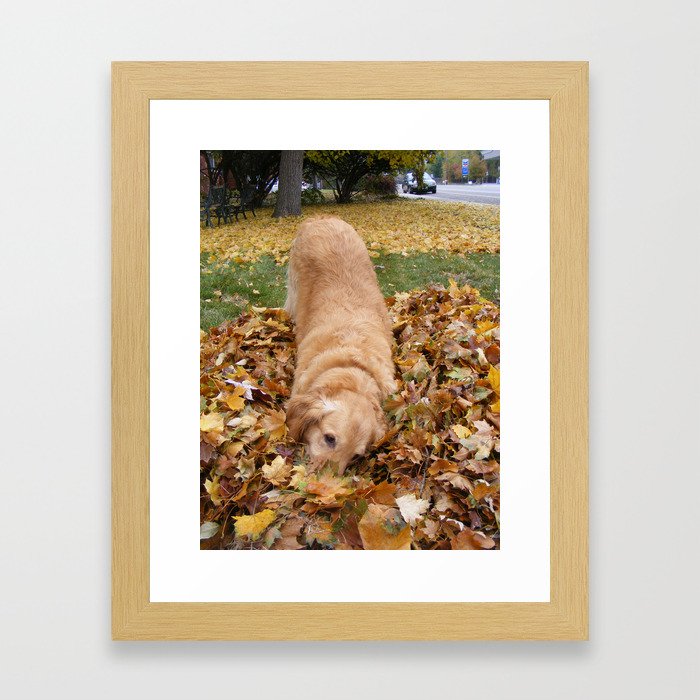 Playing in the Leaves Framed Art Print