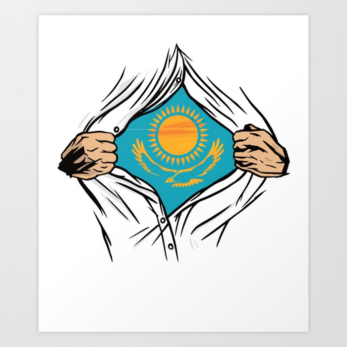 Kazakhstan Flag for Kazakh Art Print by Dimaschlau